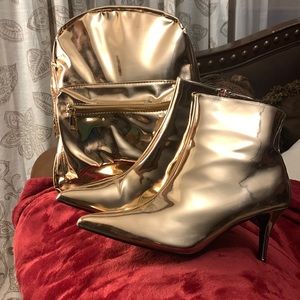Sold as a set ROSE GOLD boots and backpack with box